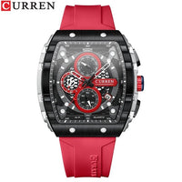 CURREN 8442 Sports Unique Rectangular Watches Large Dial Casual Quartz Silicone Bands Auto Date Business Wristwatches For Men - SAKLIC