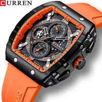 CURREN 8442 Sports Unique Rectangular Watches Large Dial Casual Quartz Silicone Bands Auto Date Business Wristwatches For Men - SAKLIC