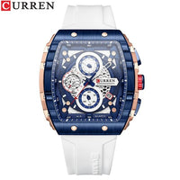 CURREN 8442 Sports Unique Rectangular Watches Large Dial Casual Quartz Silicone Bands Auto Date Business Wristwatches For Men - SAKLIC