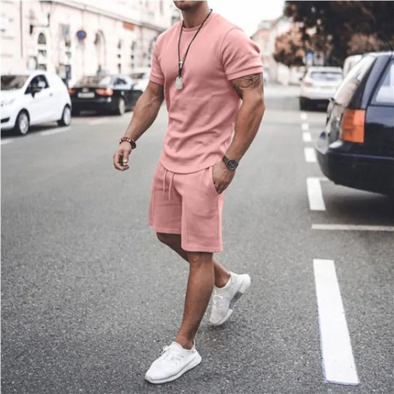 custom men shorts sets customized logo mens matching two piece summer 2 piece short set for men - SAKLIC