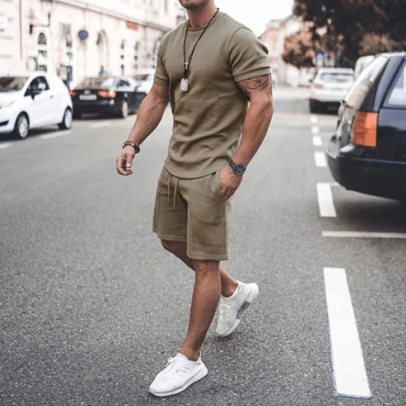 custom men shorts sets customized logo mens matching two piece summer 2 piece short set for men - SAKLIC