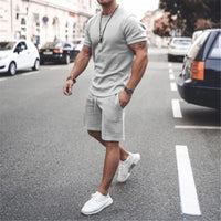 custom men shorts sets customized logo mens matching two piece summer 2 piece short set for men - SAKLIC