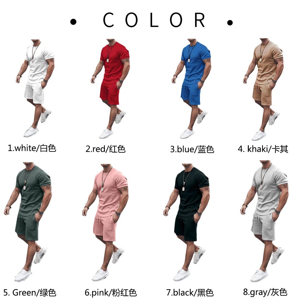 custom men shorts sets customized logo mens matching two piece summer 2 piece short set for men - SAKLIC