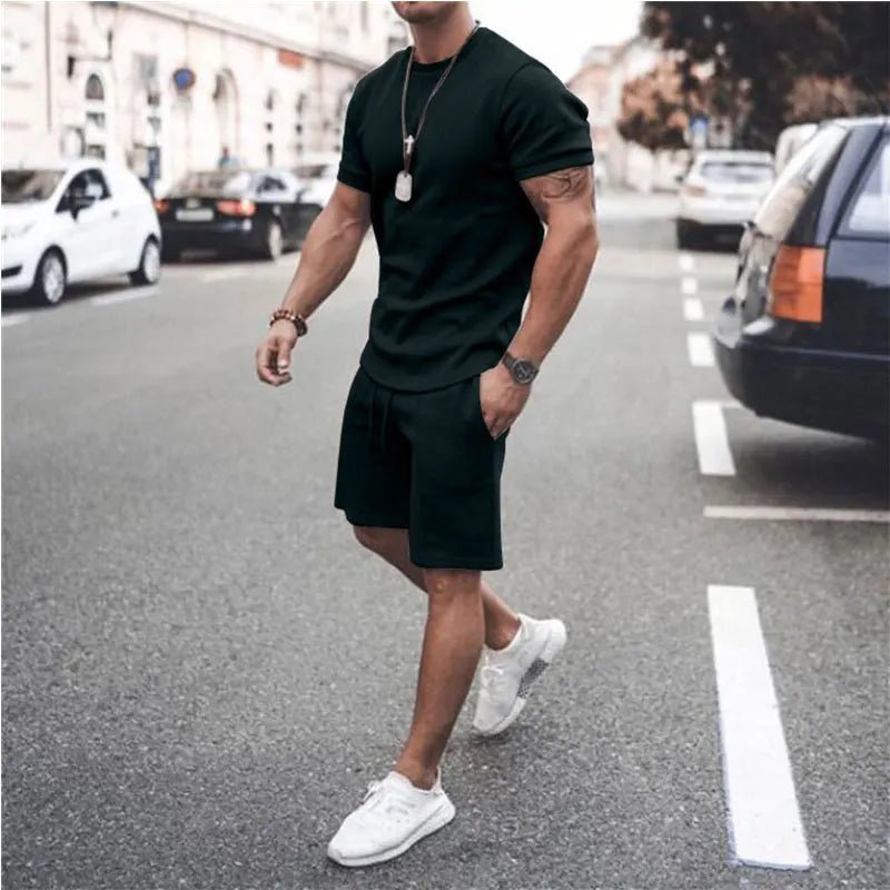 custom men shorts sets customized logo mens matching two piece summer 2 piece short set for men - SAKLIC