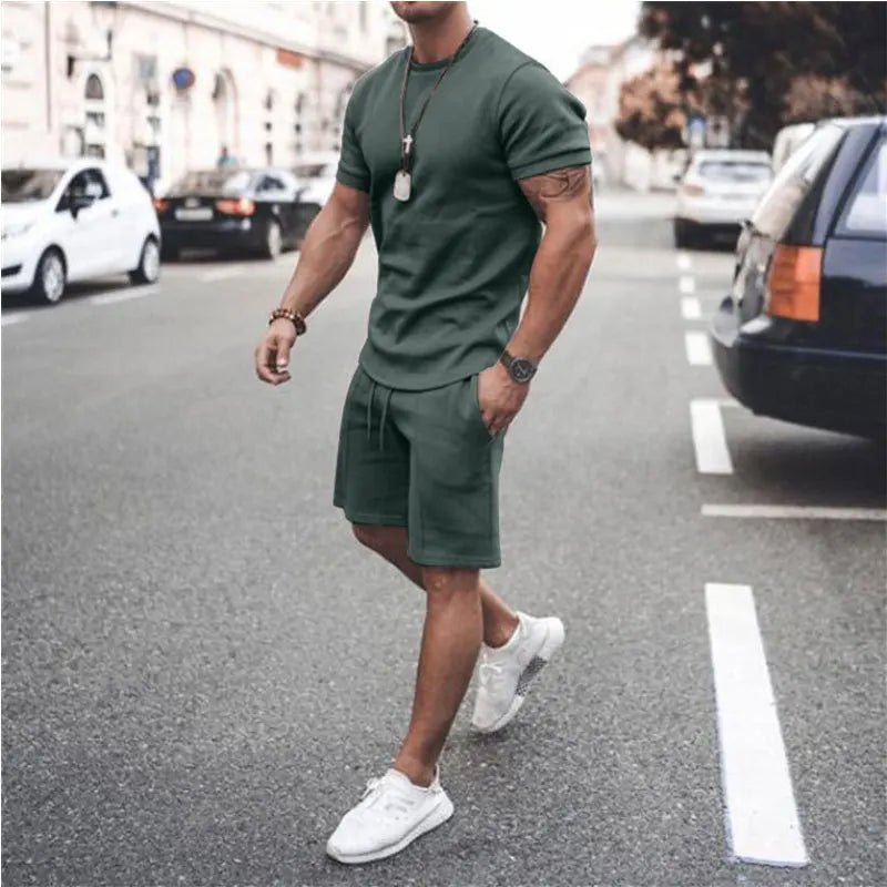 custom men shorts sets customized logo mens matching two piece summer 2 piece short set for men - SAKLIC