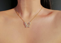 "Dreamy Butterfly" | 24K Pendant Necklace - Sparkling CZ Inlays - SAKLIC