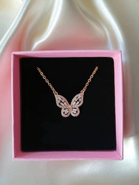 "Dreamy Butterfly" | 24K Pendant Necklace - Sparkling CZ Inlays - SAKLIC