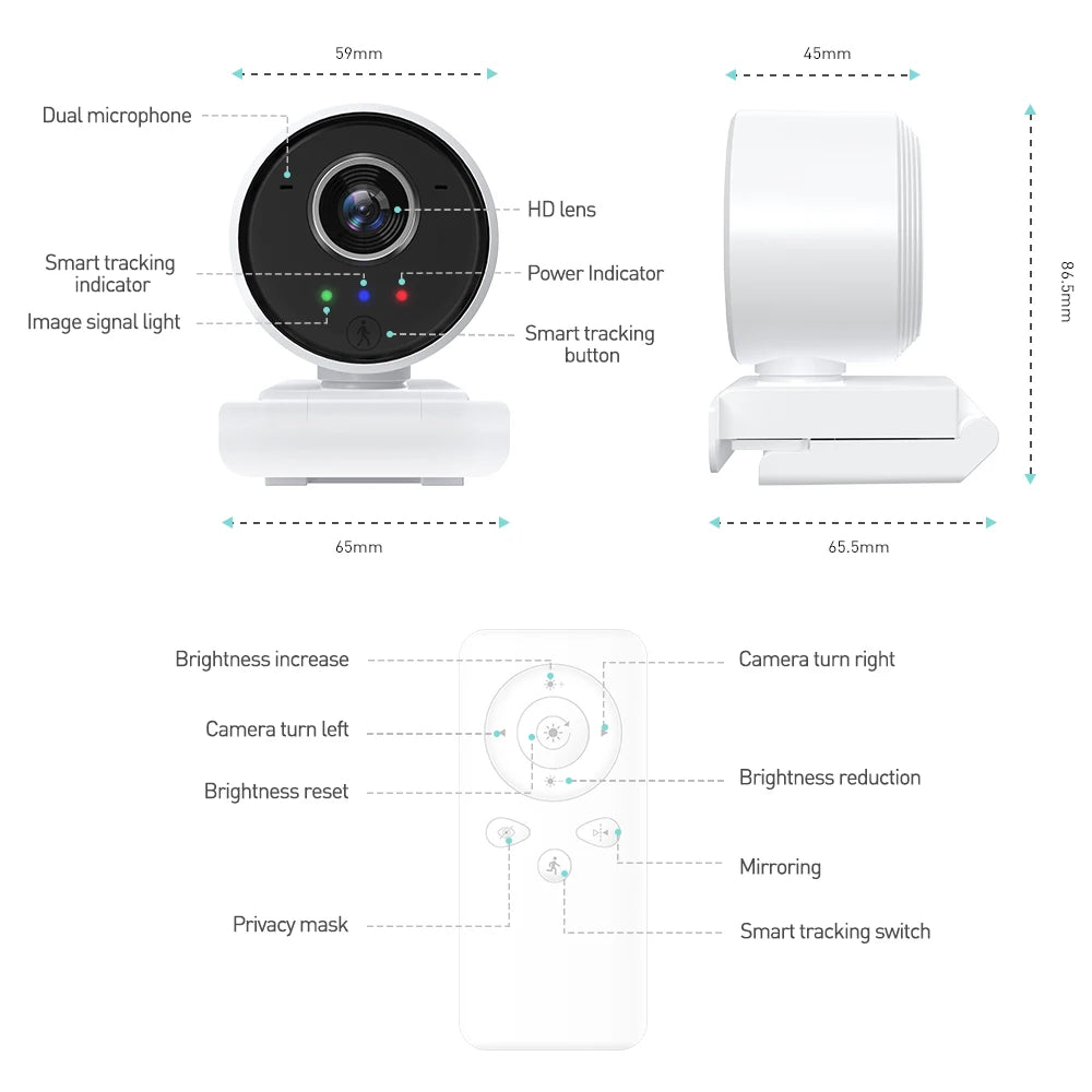 EDUP 1080P Full HD Webcam Auto Focus Smart wifi camera wireless Portrait Tracking webcam 4k - SAKLIC