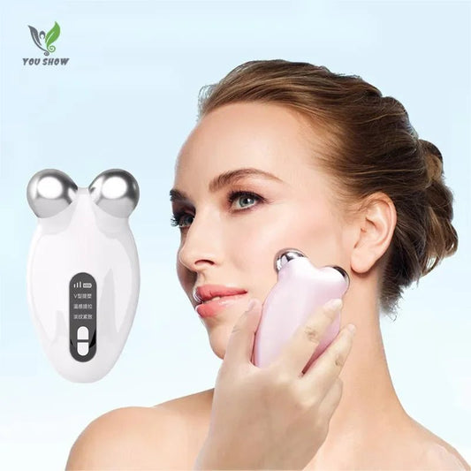 Ems Microcurrent Facial Beauty Anti - cellulite Double Chin Thermal Vibration Massage Machine Face Lift Firming and Tender Skin - SAKLIC