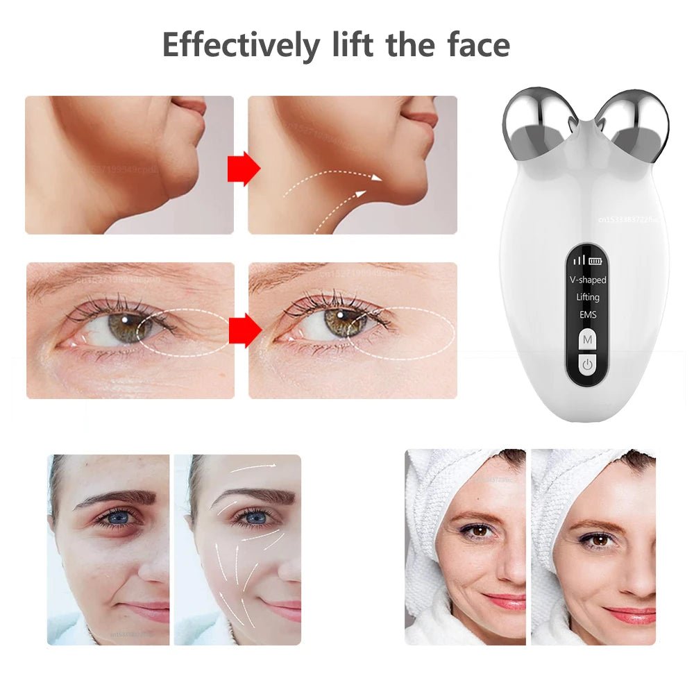 Facial Massager EMS Microcurrent Roller Device For Face Lifting Skin Tighten Rejuvenation Anti Wrikle Double Chin Remover Tools - SAKLIC