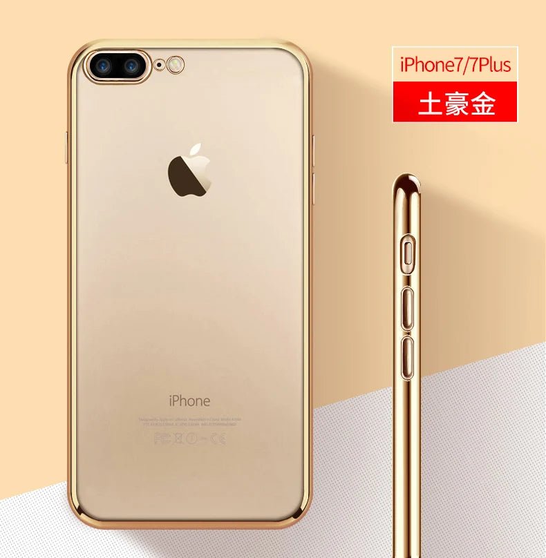 For IPhone 8 Plus Case Luxury Gold Plating Soft Silicone Gel Case for IPhone 14 13 11 Pro 12 Mini X XR XS Max 7 Plus 6S 6 Cover - SAKLIC