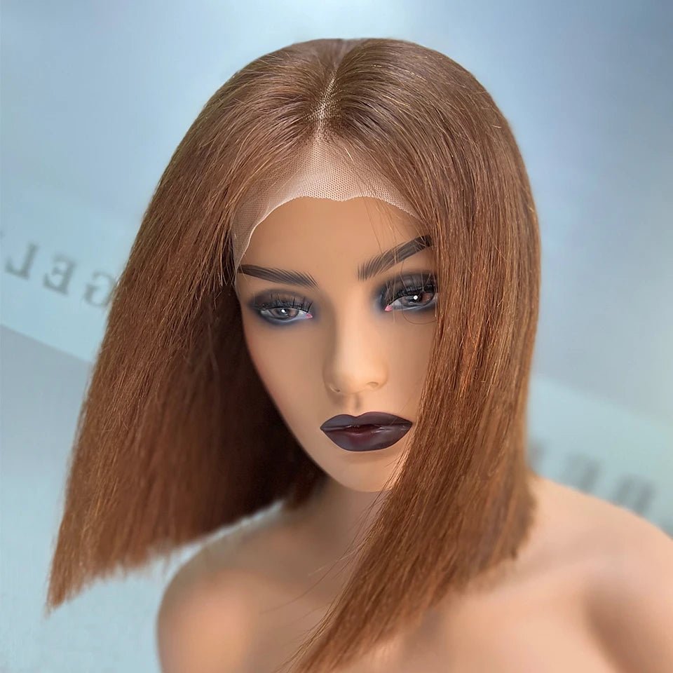 Glueless Lace Front Wig Human Hair Wigs for Women 13x4 Ginger Straight Bob Lace Frontal Wig Burgundy Perruque Cheveux Humains - SAKLIC