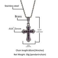 Hip Hop 3A+ CZ Stone Paved Bling Iced Out Cross Pendants Necklace for Men Women Unisex Rapper Jewelry Drop Shipping - SAKLIC