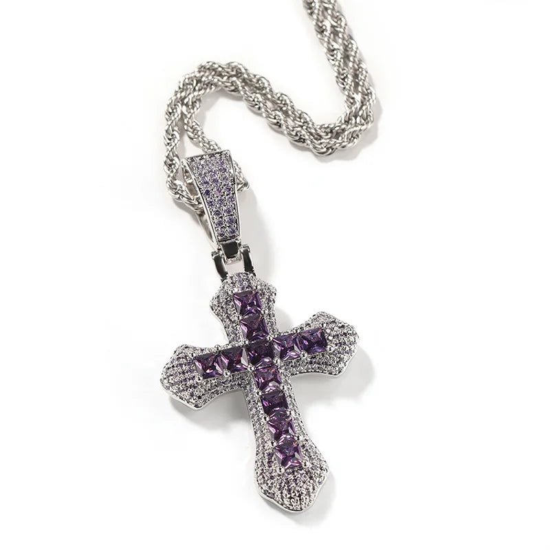 Hip Hop 3A+ CZ Stone Paved Bling Iced Out Cross Pendants Necklace for Men Women Unisex Rapper Jewelry Drop Shipping - SAKLIC