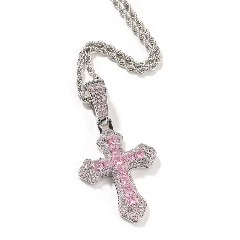 Hip Hop 3A+ CZ Stone Paved Bling Iced Out Cross Pendants Necklace for Men Women Unisex Rapper Jewelry Drop Shipping - SAKLIC