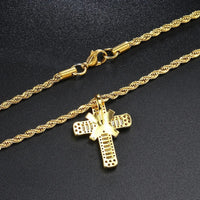 Iced Out Pendants Cross Necklaces for Women Hip Hop Gold Color Zircon Neck Chain Streetwear Hippie Jewelry Christmas Gift OHP142 - SAKLIC