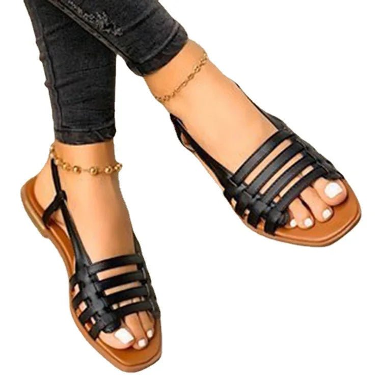 in stock wholesale New Roman beach flat women's sandal for summer indoor outdoor wear ladies plus size shoes women sandals - SAKLIC