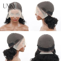 Indian Body Wave Short Bob Wigs Loose Bouncy Curly Human Hair Wig Wavy Side T Part Bob Wigs for Women Perruque Cheveux Humain - SAKLIC