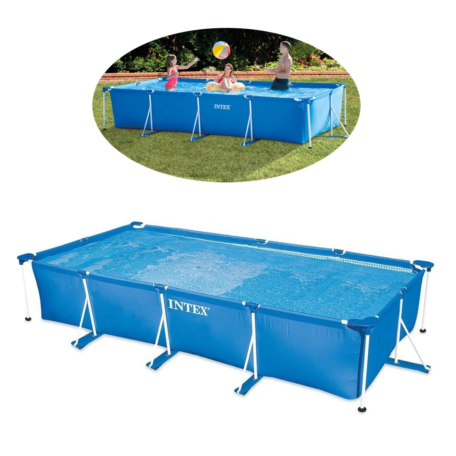 INTEX 28274 28273 4.5M X 2.2M X 0.84M Rectangular Frame Above Ground Family Use Swimming Pool Set - SAKLIC