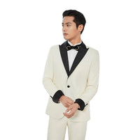 Ivory Wedding Suit for Men New Design Slim Fit Groom Best Man Wedding Tuxedo Formal Prom Wear - SAKLIC