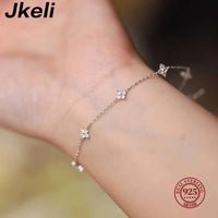 Jkeli - Real 925 Sterling Silver Plated 18k Gold Bracelet Korean Design Temperament Zircon Flower Bracelet for Women Jewelry GIFT - SAKLIC