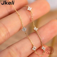 Jkeli - Real 925 Sterling Silver Plated 18k Gold Bracelet Korean Design Temperament Zircon Flower Bracelet for Women Jewelry GIFT - SAKLIC