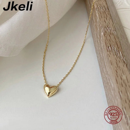 Jkeli S925 Silver New Fashion Trend Unique design elegant delicate heart love Zircon collarbone necklace for ladies cute jewelry - SAKLIC