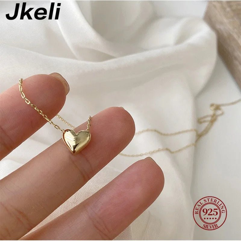 Jkeli S925 Silver New Fashion Trend Unique design elegant delicate heart love Zircon collarbone necklace for ladies cute jewelry - SAKLIC