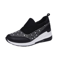 Large slope heel shoes for women in spring, new rhinestone inner height increasing shoes, high heels, lazy shoes, casual sports shoes for women - SAKLIC