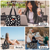 Large Women Lunch Bags for Work Insulated/Insulated Adult Lunch Box for Women/Leakproof Cooler Lunch Tote Bag with Storage Pocket. Reusable Lunch Cooler Purse for Work Picnic Hiking 12L, Floral - SAKLIC