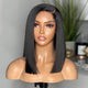 Left Side Part Human Hair Wigs for Women 13x5x2 Straight Part Lace Bob Wig Brazilian Wigs 14 Inches Perruque Cheveux Humains - SAKLIC