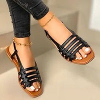 Leisure Simple Style Slippers for Women Fashion Slides Open Toe Sandals Ladies Flat Leather Sandals - SAKLIC