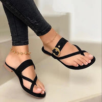 Leisure Simple Style Slippers for Women Fashion Slides Open Toe Sandals Ladies Flat Leather Sandals - SAKLIC