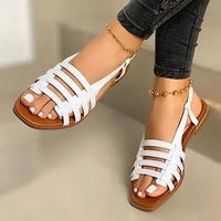 Leisure Simple Style Slippers for Women Fashion Slides Open Toe Sandals Ladies Flat Leather Sandals - SAKLIC