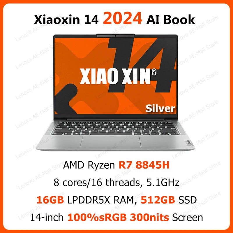 Lenovo Xiaoxin 14 Laptop 2024 AMD R7 8845H Radeon 780M 16G/32GB 512GB SSD 14“ 100%sRGB 300nits Computer Notebook PC Thin Book - SAKLIC