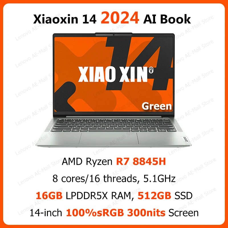 Lenovo Xiaoxin 14 Laptop 2024 AMD R7 8845H Radeon 780M 16G/32GB 512GB SSD 14“ 100%sRGB 300nits Computer Notebook PC Thin Book - SAKLIC