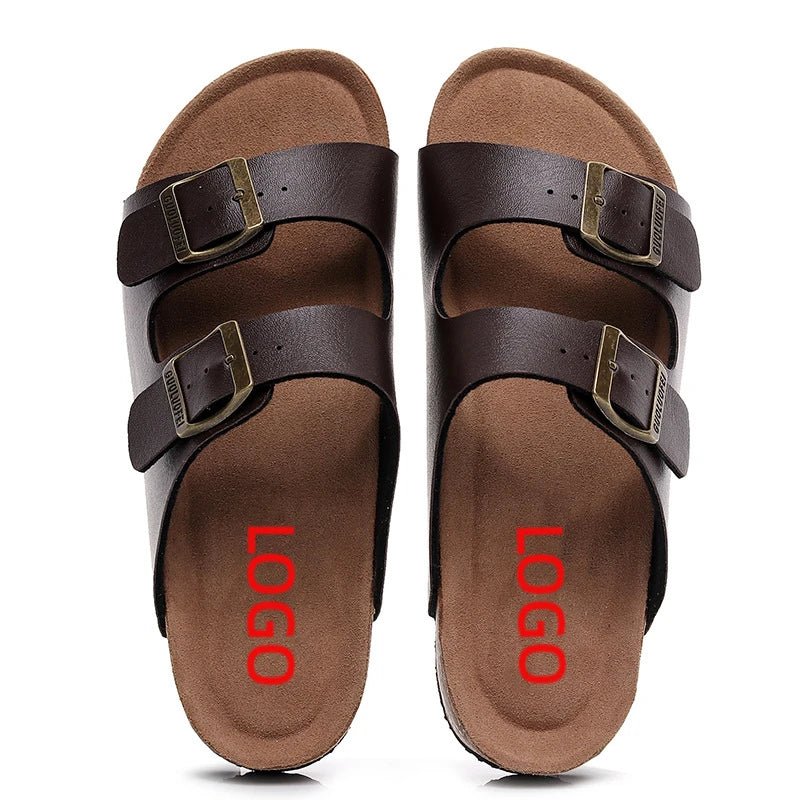 Logo Custom Top Quality Wholesale Men Buckle Straps Cork Sole Sandals Men Women Outdoor Anti - slippery shoes Slippers - SAKLIC