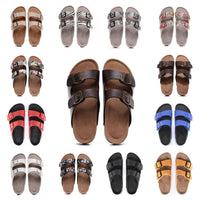 Logo Custom Top Quality Wholesale Men Buckle Straps Cork Sole Sandals Men Women Outdoor Anti - slippery shoes Slippers - SAKLIC