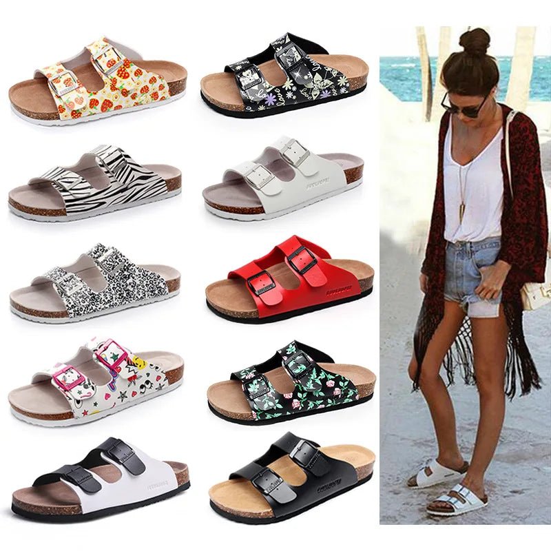 Logo Custom Top Quality Wholesale Men Buckle Straps Cork Sole Sandals Men Women Outdoor Anti - slippery shoes Slippers - SAKLIC