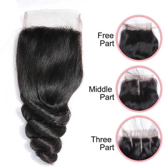 Loose Wave 3 Bundles with Closure Tissage Cheveux Humain Avec Closure Raw Cambodian Hair Bundles Boule De Tissage Cheveux Humain - SAKLIC