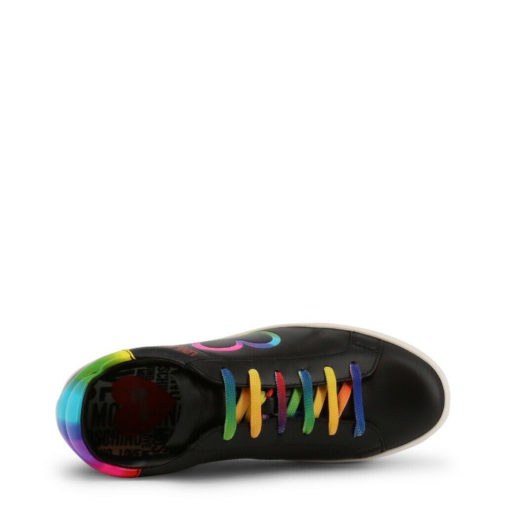 Love Moschino Black Rainbow Sneakers | Colorful Hearts, Comfortable Design - SAKLIC