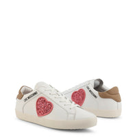 Love Moschino Glitter Heart Sneakers | Leather Lace - Up Shoes - SAKLIC