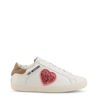 Love Moschino Glitter Heart Sneakers | Leather Lace - Up Shoes - SAKLIC