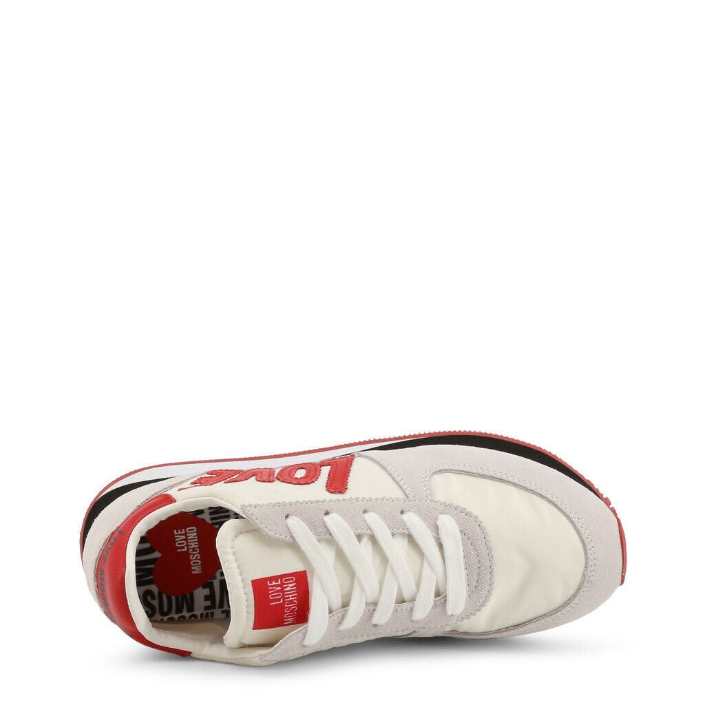 Love Moschino White Red Suede Sneakers - SAKLIC