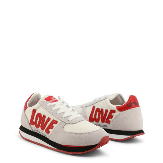 Love Moschino White Red Suede Sneakers - SAKLIC