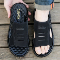 Man Retro Outdoor Leather Shoes for Men Summer New Men Sandals Luxury High Quality Cowhide Beach Shoes Anti Slip Men Slippers - SAKLIC