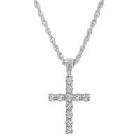 Men Women Hip Hop Cross Pendant Necklace With 4mm Zircon Tennis Chain Iced Out Exquisite Bling Jewelry Fashion Trendy Creative - SAKLIC