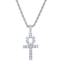 Men Women Hip Hop Cross Pendant Necklace With 4mm Zircon Tennis Chain Iced Out Exquisite Bling Jewelry Fashion Trendy Creative - SAKLIC