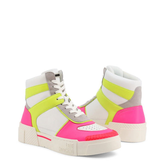 Neon Pink High Top Sneakers - Vibrant Style and Comfort - SAKLIC