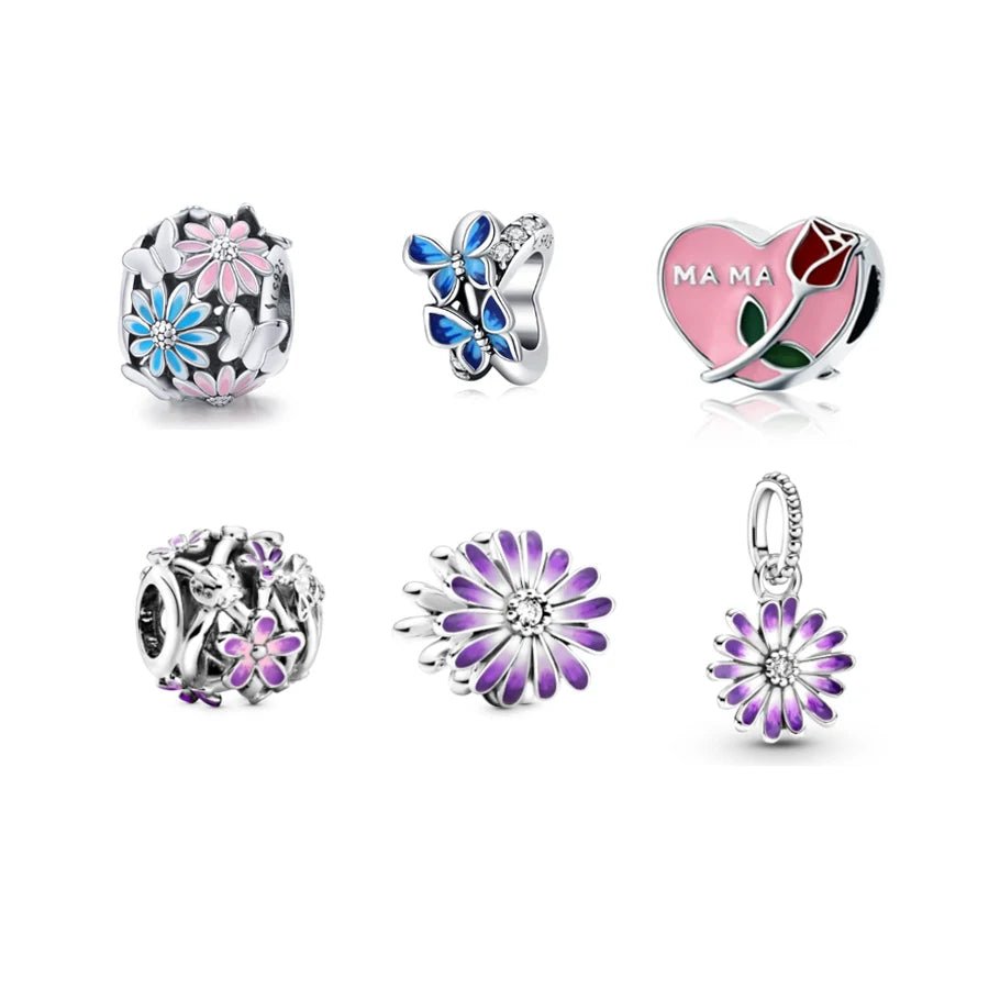 New arrival 925 silver heart rainbow flower smiley charms pendant for jewelry making - SAKLIC